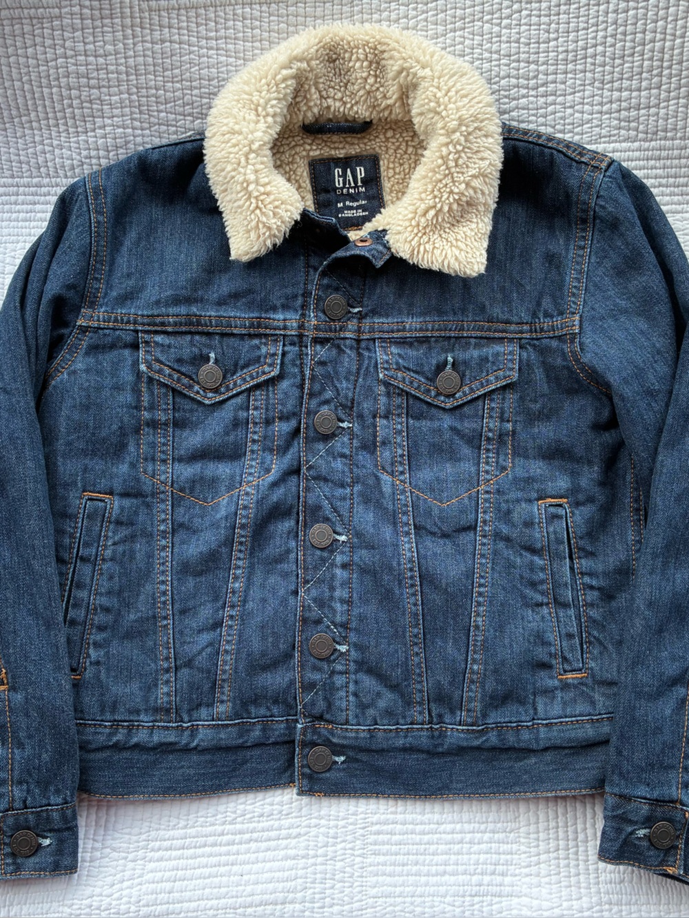 GAP Dark Blue Denim Jacket with Cream Sherpa Lining
